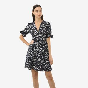 Vero Moda Dark Blue & Cream Dot Button Down Dress